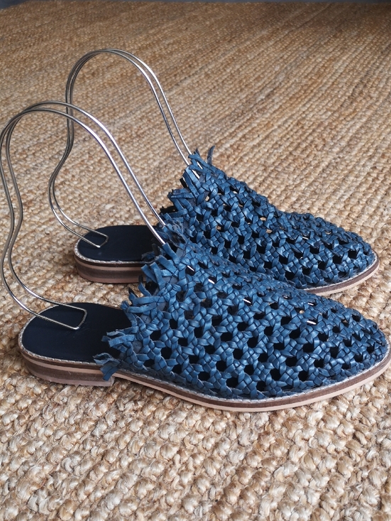 Free People Shoes - Free People blue woven leather flats